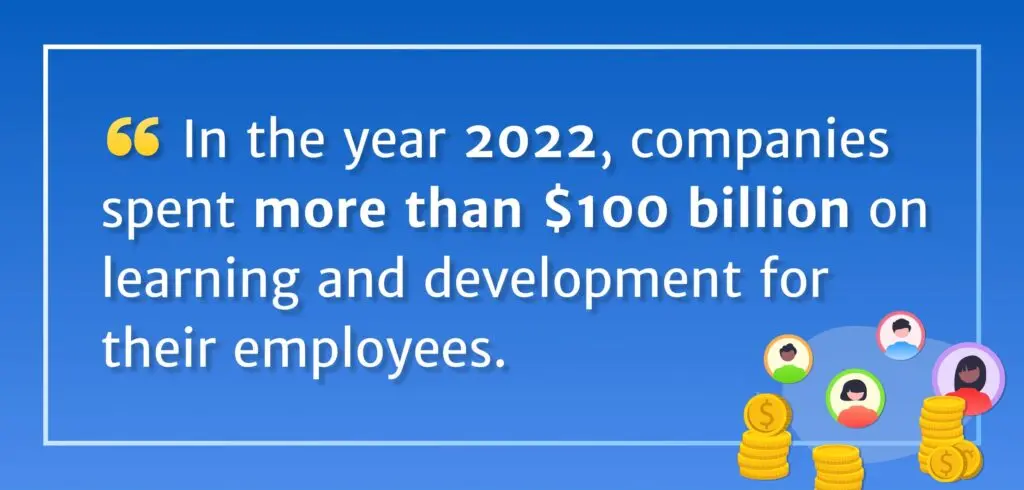 In the year 2022, companies spent more than $100 billion on learning & development for their employees. 