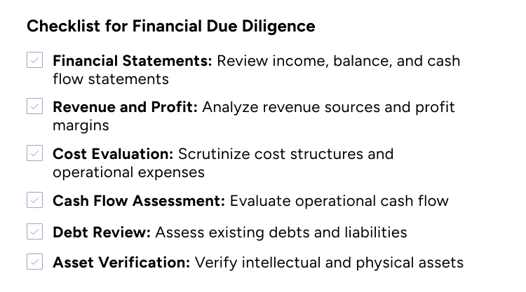 CHECKLIST FOR FINANCIAL DUE DILIGENCE infographic